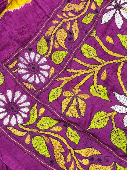 YELLOW GAJJI SILK PURE HANDLOOM BANDHEJ SAREE