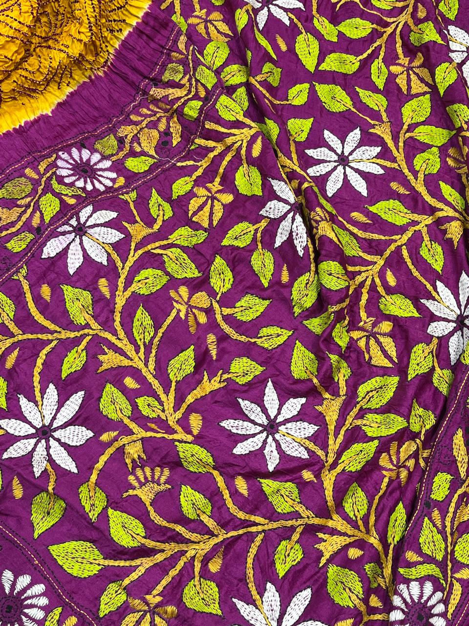 YELLOW GAJJI SILK PURE HANDLOOM BANDHEJ SAREE