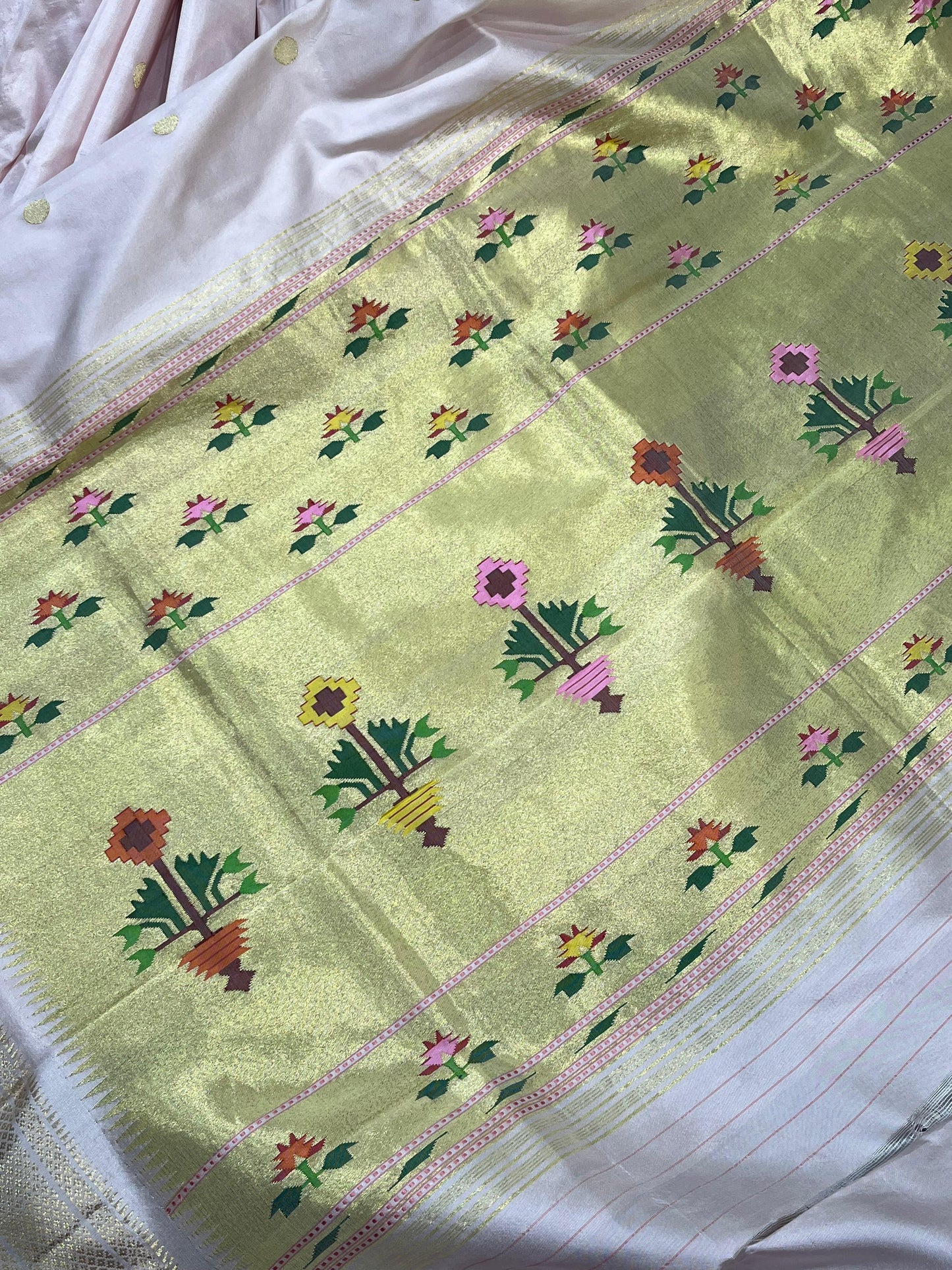 POWDER PINK SILK PURE HANDLOOM PAITHANI SAREE
