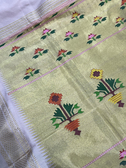 POWDER PINK SILK PURE HANDLOOM PAITHANI SAREE