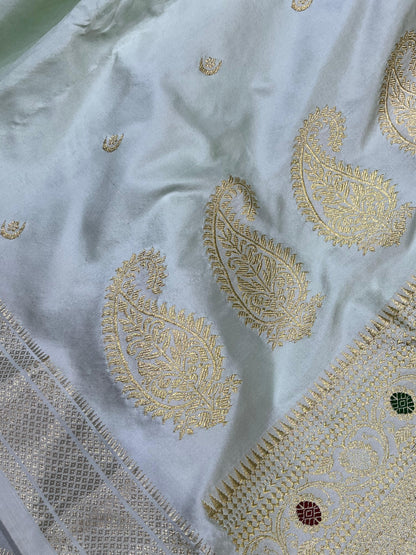 LIGHT PISTA GREEN SILK PURE HANDLOOM PAITHANI SAREE