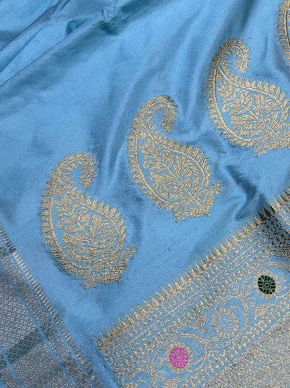 BLUE SILK PURE HANDLOOM PAITHANI SAREE