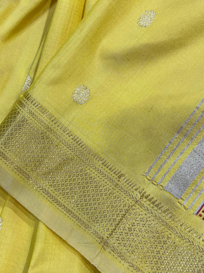 YELLOW SILK PURE HANDLOOM PAITHANI SAREE