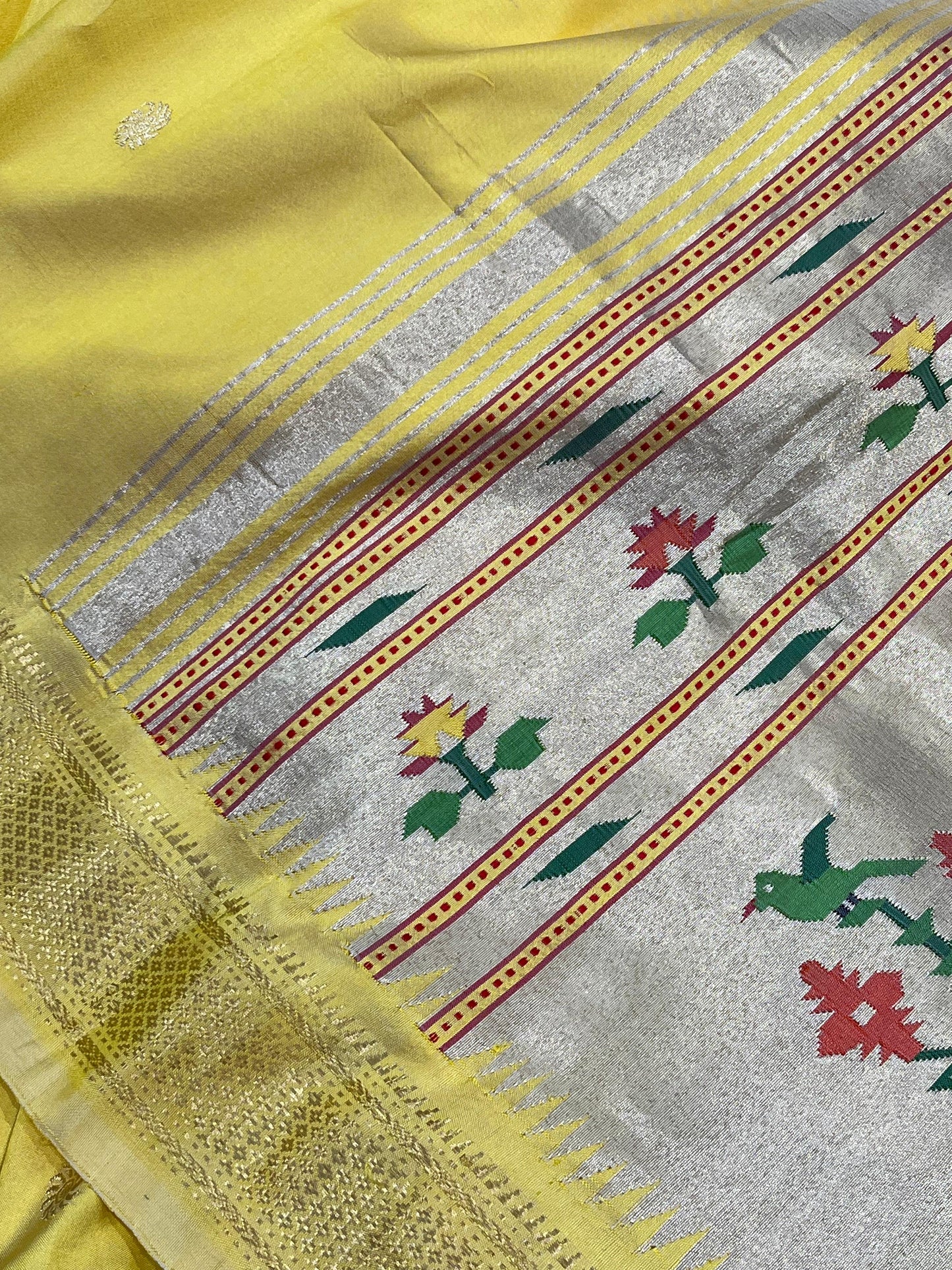 YELLOW SILK PURE HANDLOOM PAITHANI SAREE