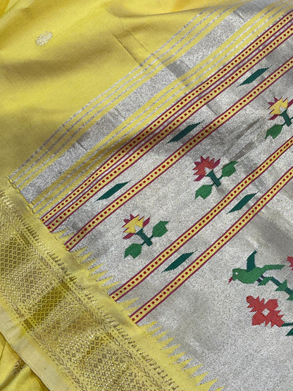 YELLOW SILK PURE HANDLOOM PAITHANI SAREE