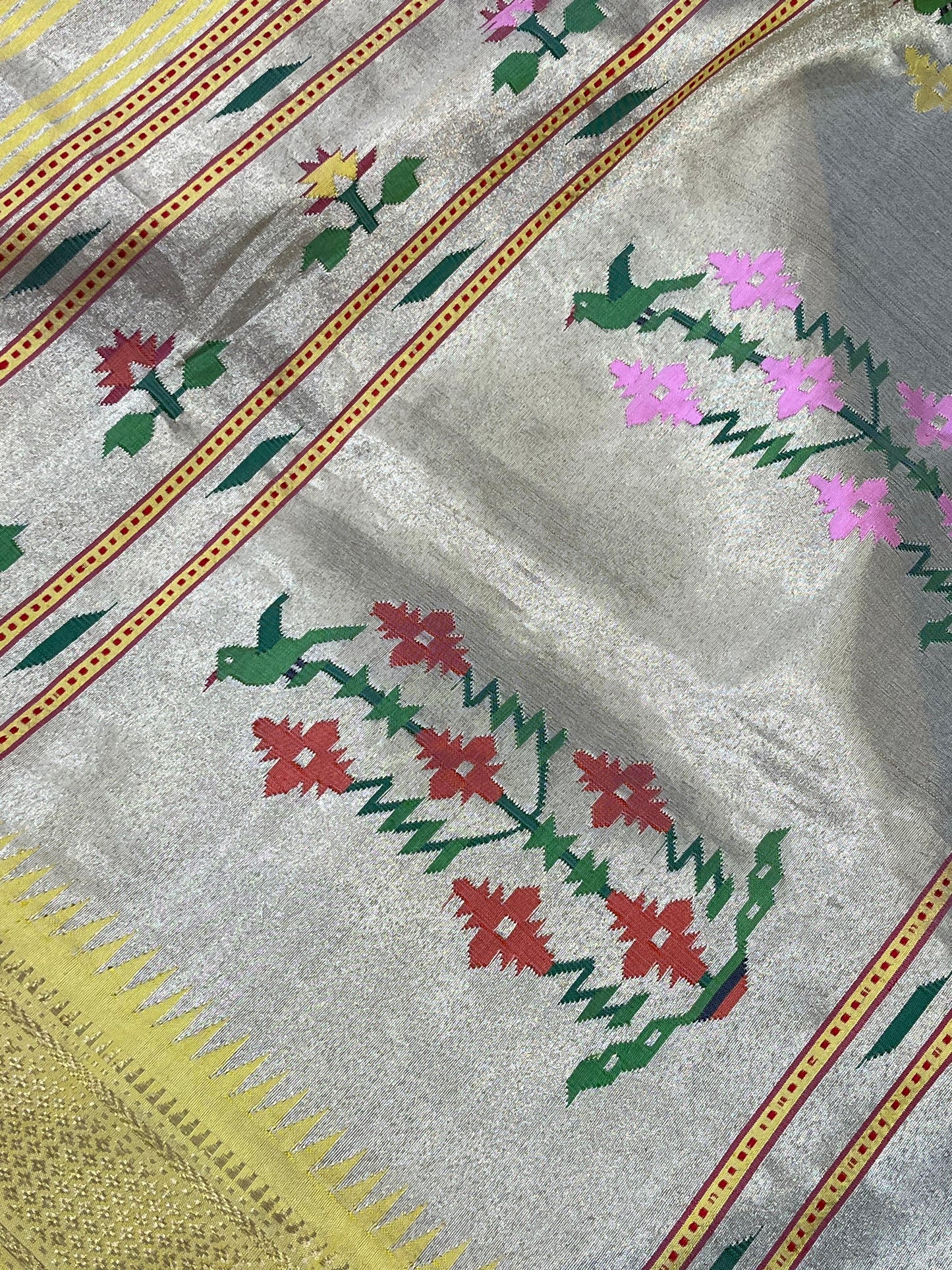 YELLOW SILK PURE HANDLOOM PAITHANI SAREE