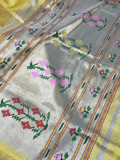 YELLOW SILK PURE HANDLOOM PAITHANI SAREE