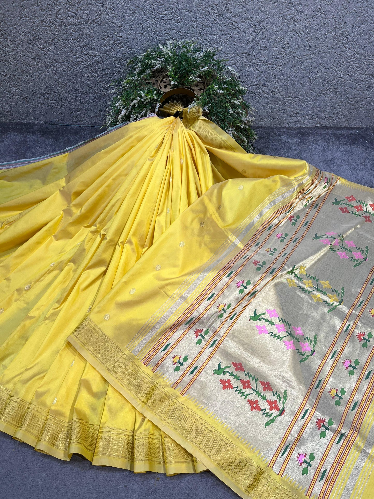 YELLOW SILK PURE HANDLOOM PAITHANI SAREE