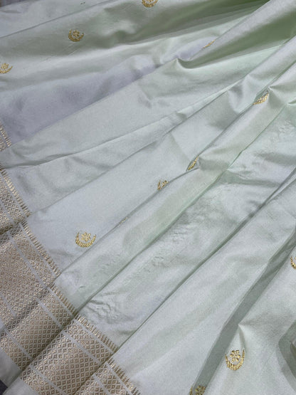 LIGHT PISTA GREEN SILK PURE HANDLOOM PAITHANI SAREE
