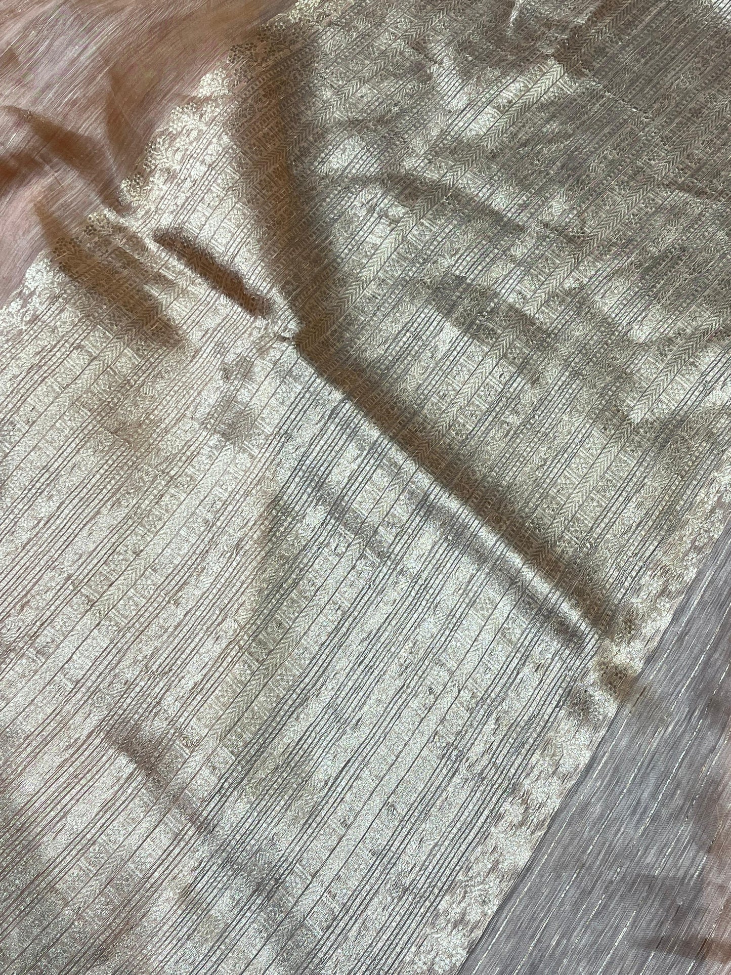 PEACH LINEN PURE HANDLOOM BANARASI SAREE