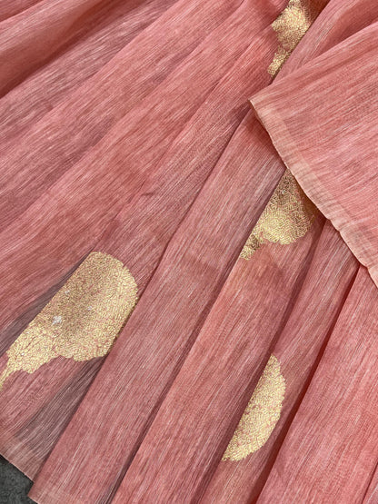 PINK LINEN PURE HANDLOOM BANARASI SAREE
