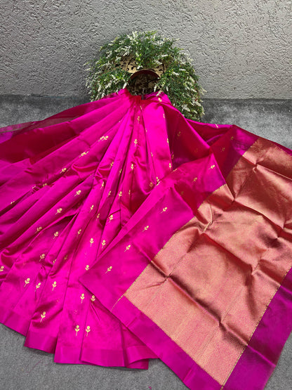 PINK SILK PURE HANDLOOM CHANDERI SAREE