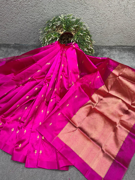 PINK SILK PURE HANDLOOM CHANDERI SAREE