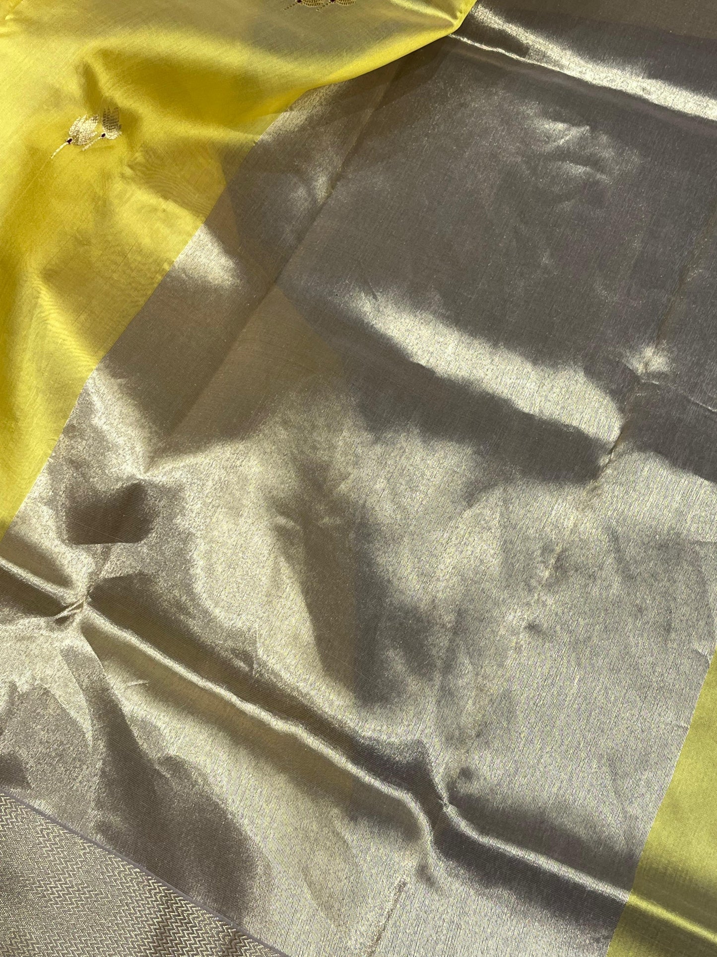 YELLOW SILK PURE HANDLOOM CHANDERI  SAREE