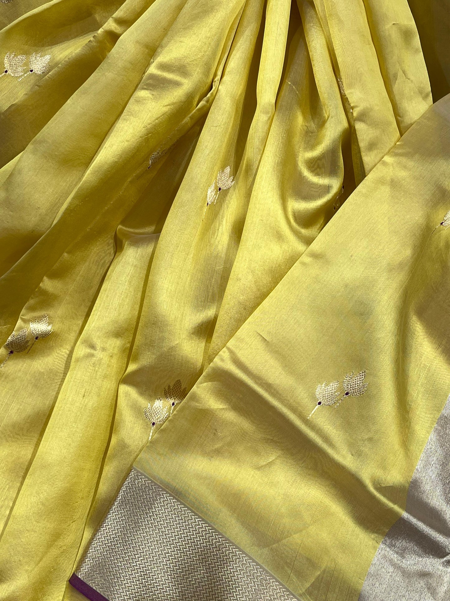YELLOW SILK PURE HANDLOOM CHANDERI  SAREE