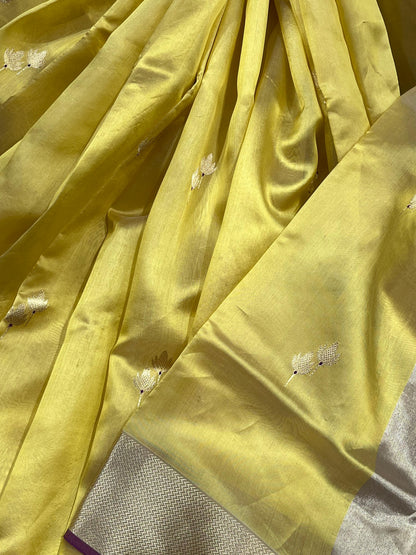 YELLOW SILK PURE HANDLOOM CHANDERI  SAREE