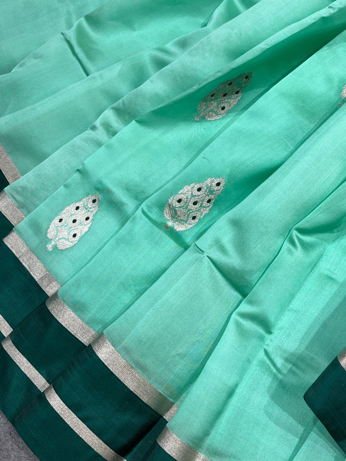 MINT GREEN SILK PURE HANDLOOM CHANDERI SAREE