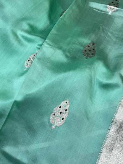 MINT GREEN SILK PURE HANDLOOM CHANDERI SAREE