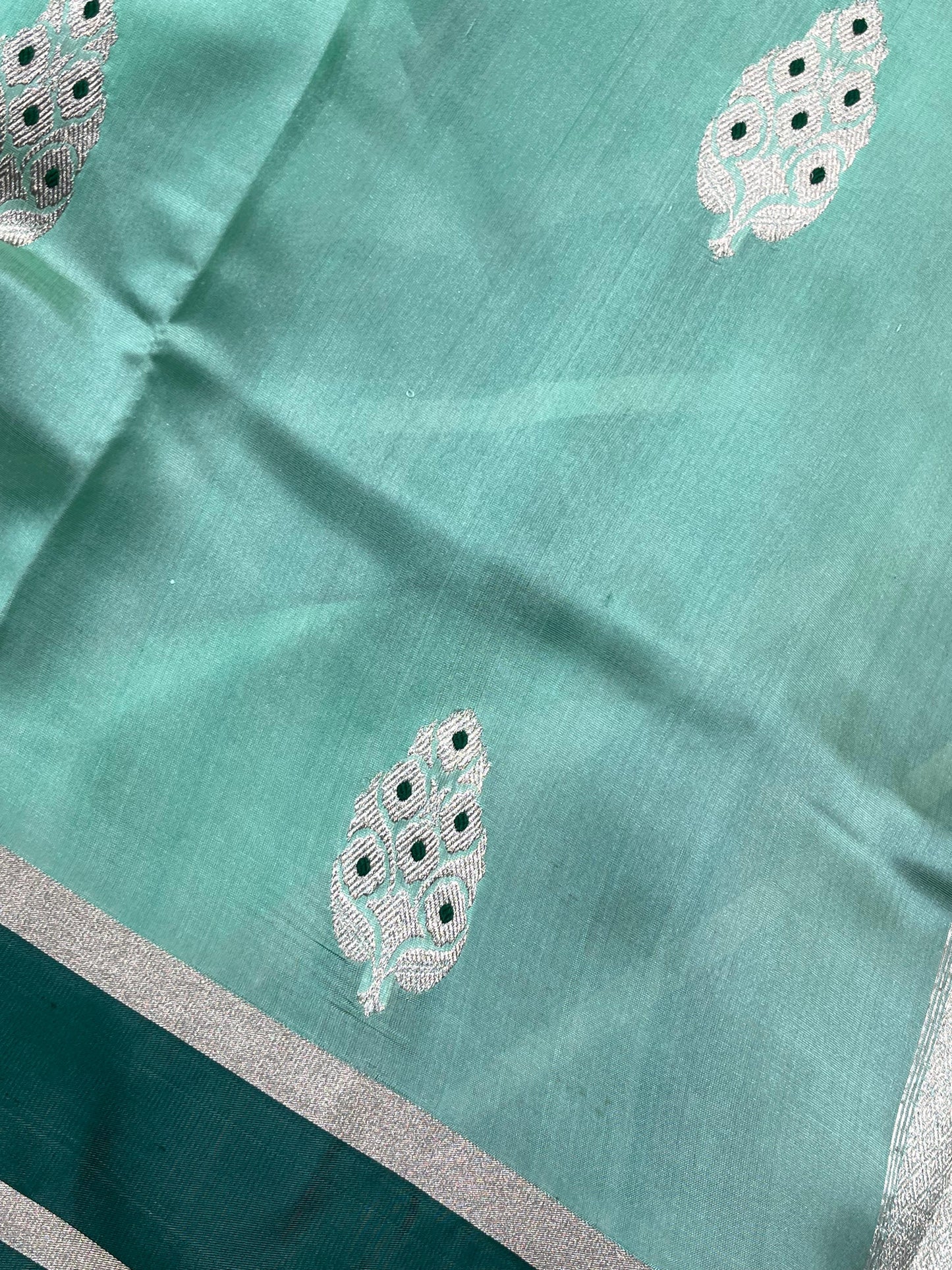 MINT GREEN SILK PURE HANDLOOM CHANDERI SAREE