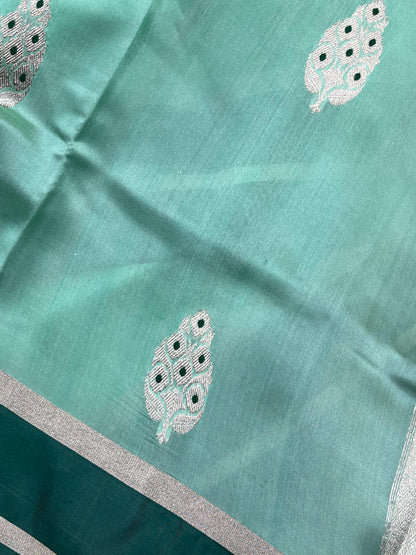 MINT GREEN SILK PURE HANDLOOM CHANDERI SAREE