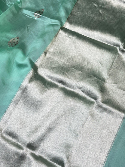 MINT GREEN SILK PURE HANDLOOM CHANDERI SAREE