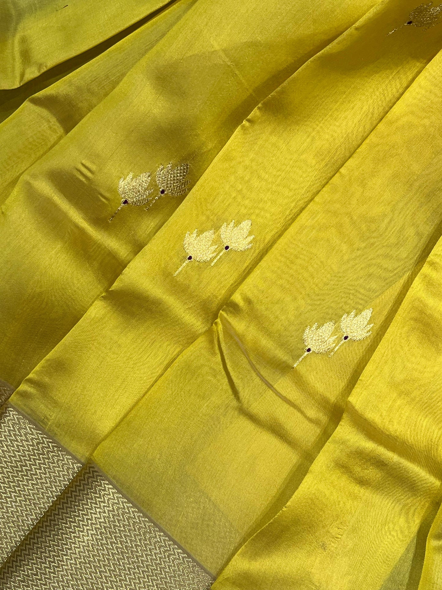 YELLOW SILK PURE HANDLOOM CHANDERI  SAREE