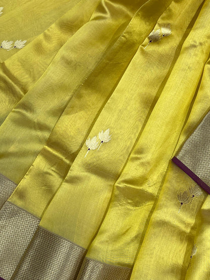 YELLOW SILK PURE HANDLOOM CHANDERI  SAREE