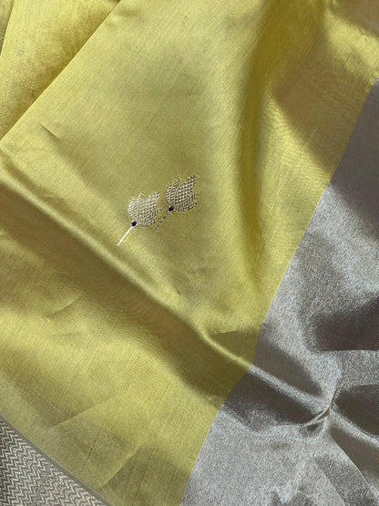 YELLOW SILK PURE HANDLOOM CHANDERI  SAREE