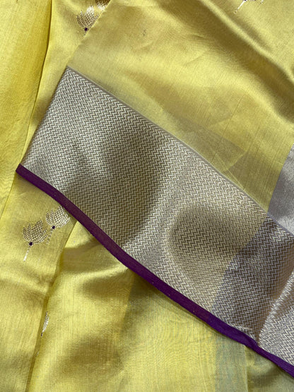 YELLOW SILK PURE HANDLOOM CHANDERI  SAREE