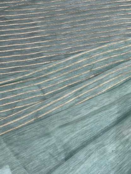 BLUE LINEN PURE HANDLOOM BANARASI SAREE