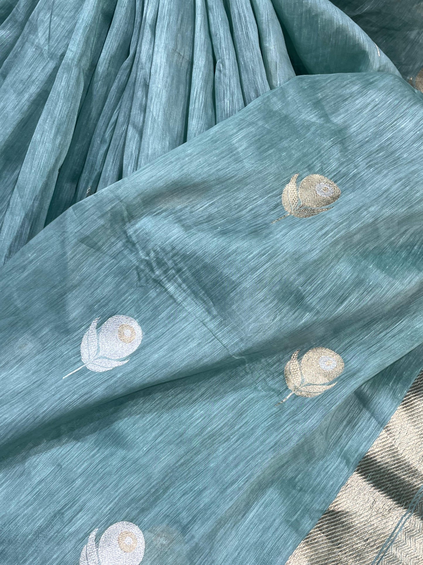 BLUE LINEN PURE HANDLOOM BANARASI SAREE