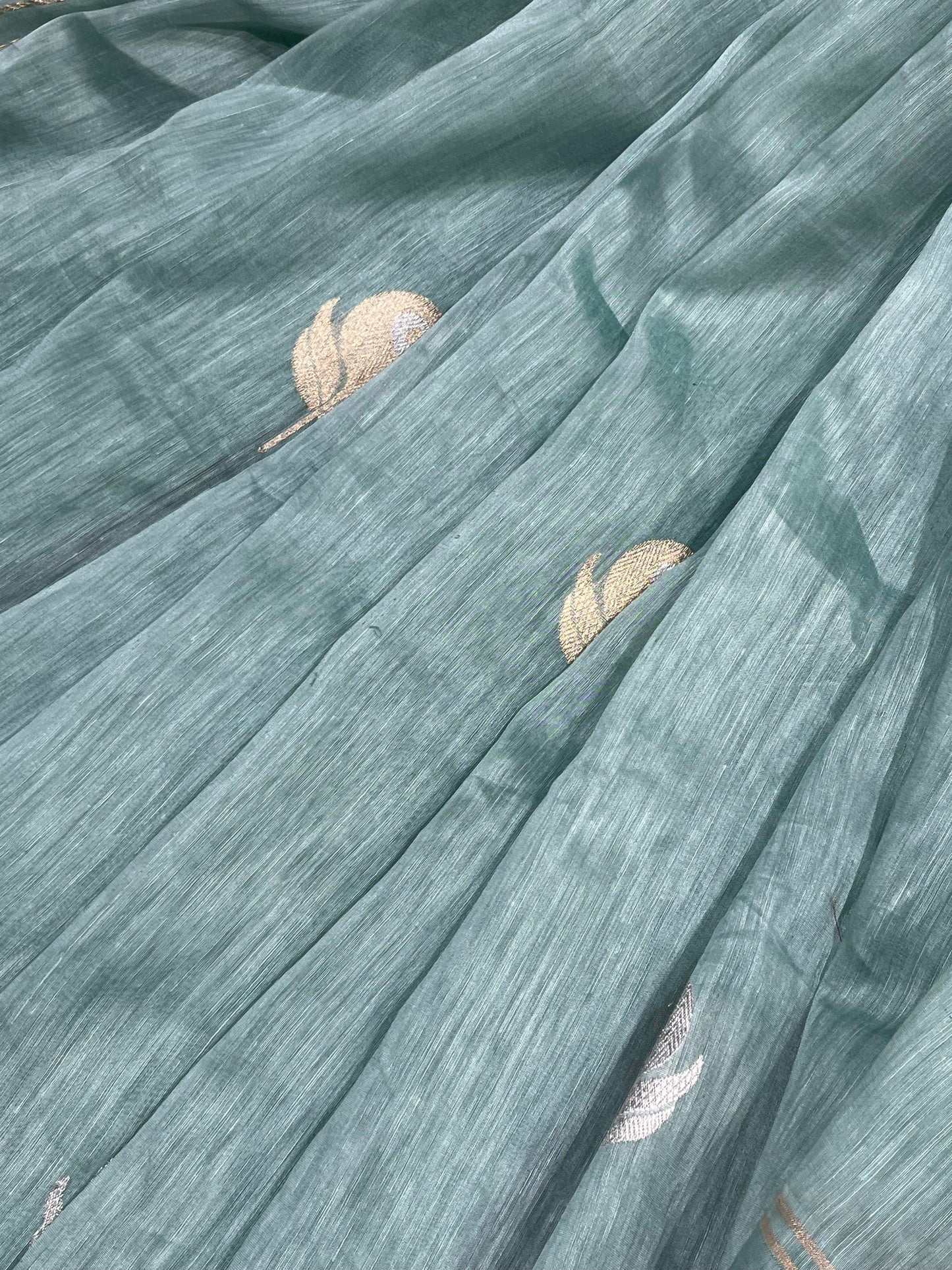 BLUE LINEN PURE HANDLOOM BANARASI SAREE