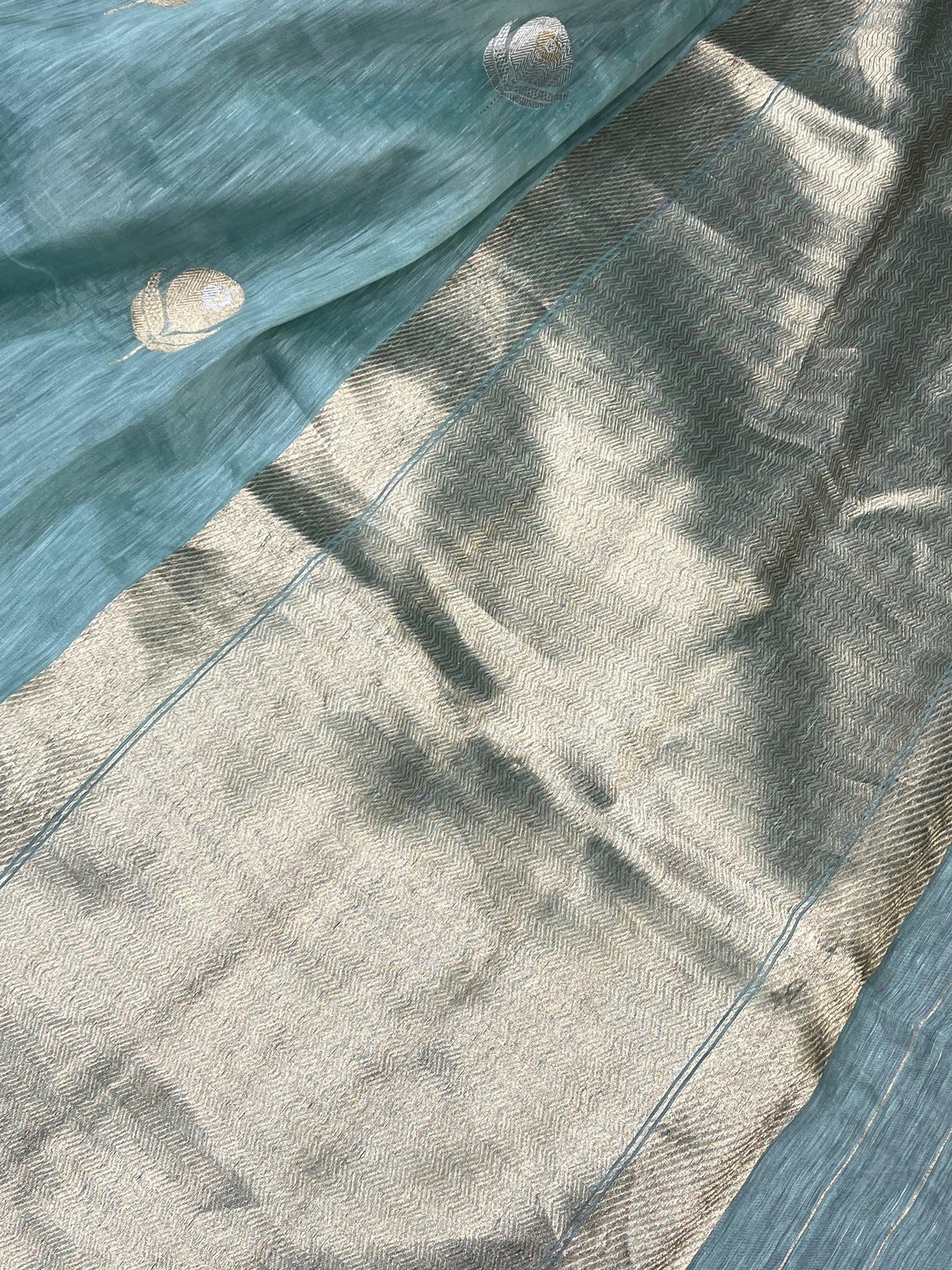 BLUE LINEN PURE HANDLOOM BANARASI SAREE