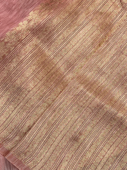 PINK LINEN PURE HANDLOOM BANARASI SAREE