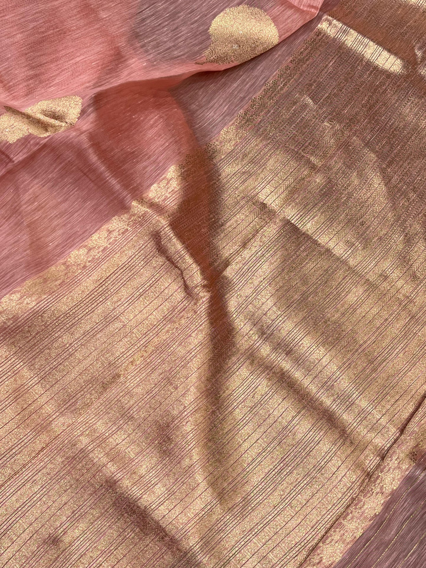 PINK LINEN PURE HANDLOOM BANARASI SAREE