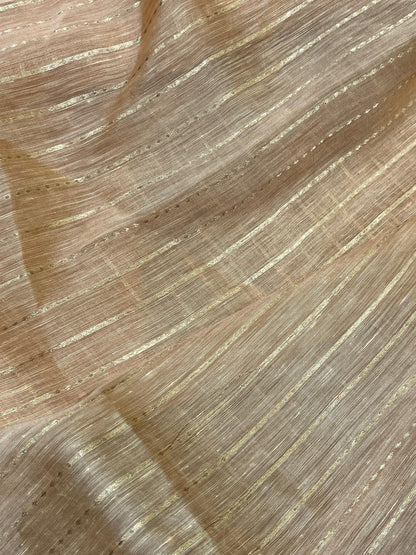 PEACH LINEN PURE HANDLOOM BANARASI SAREE
