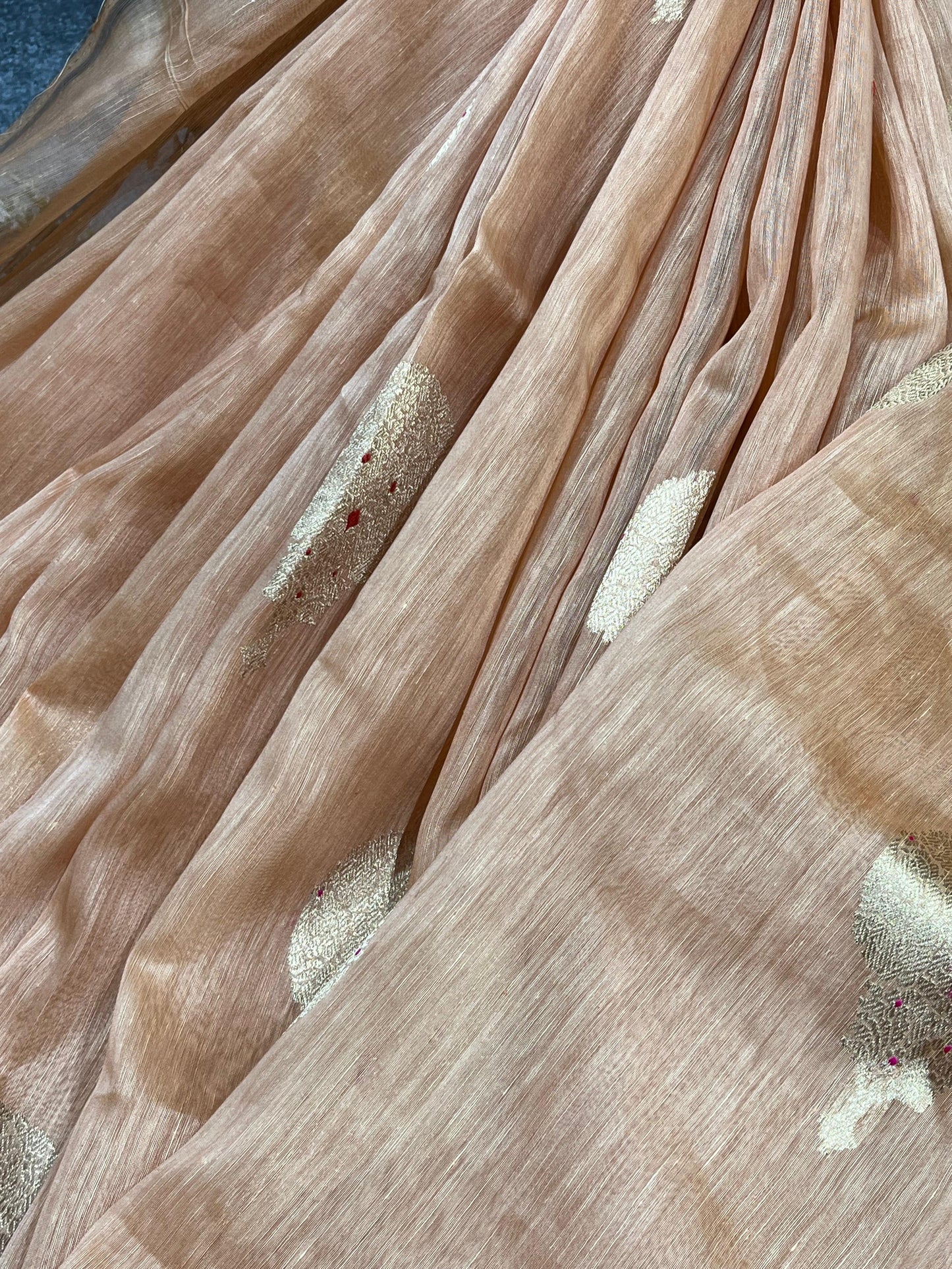 PEACH LINEN PURE HANDLOOM BANARASI SAREE