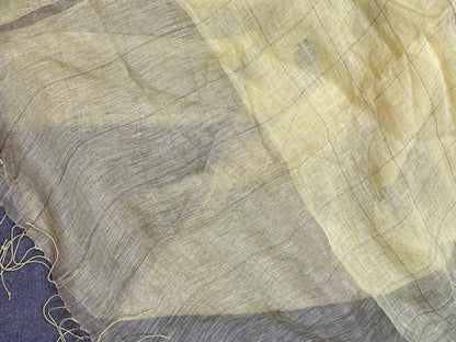PASTEL YELLOW PURE HANDLOOM LINEN SAREE