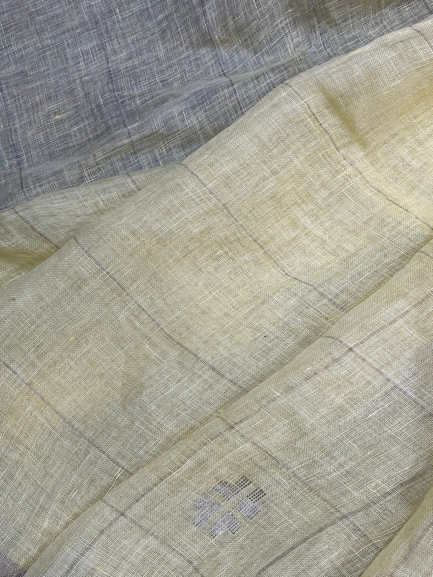 PASTEL YELLOW PURE HANDLOOM LINEN SAREE