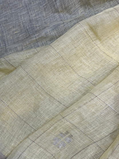PASTEL YELLOW PURE HANDLOOM LINEN SAREE