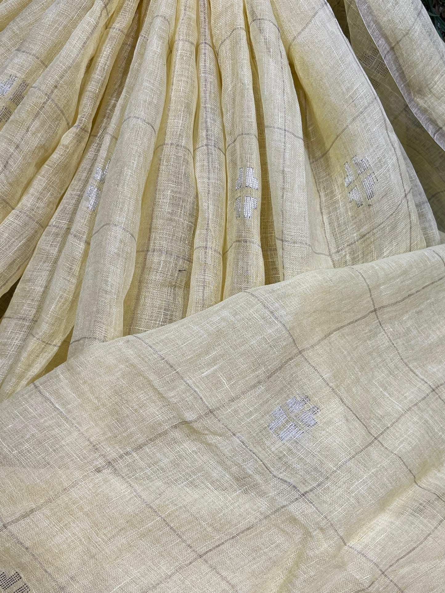 PASTEL YELLOW PURE HANDLOOM LINEN SAREE