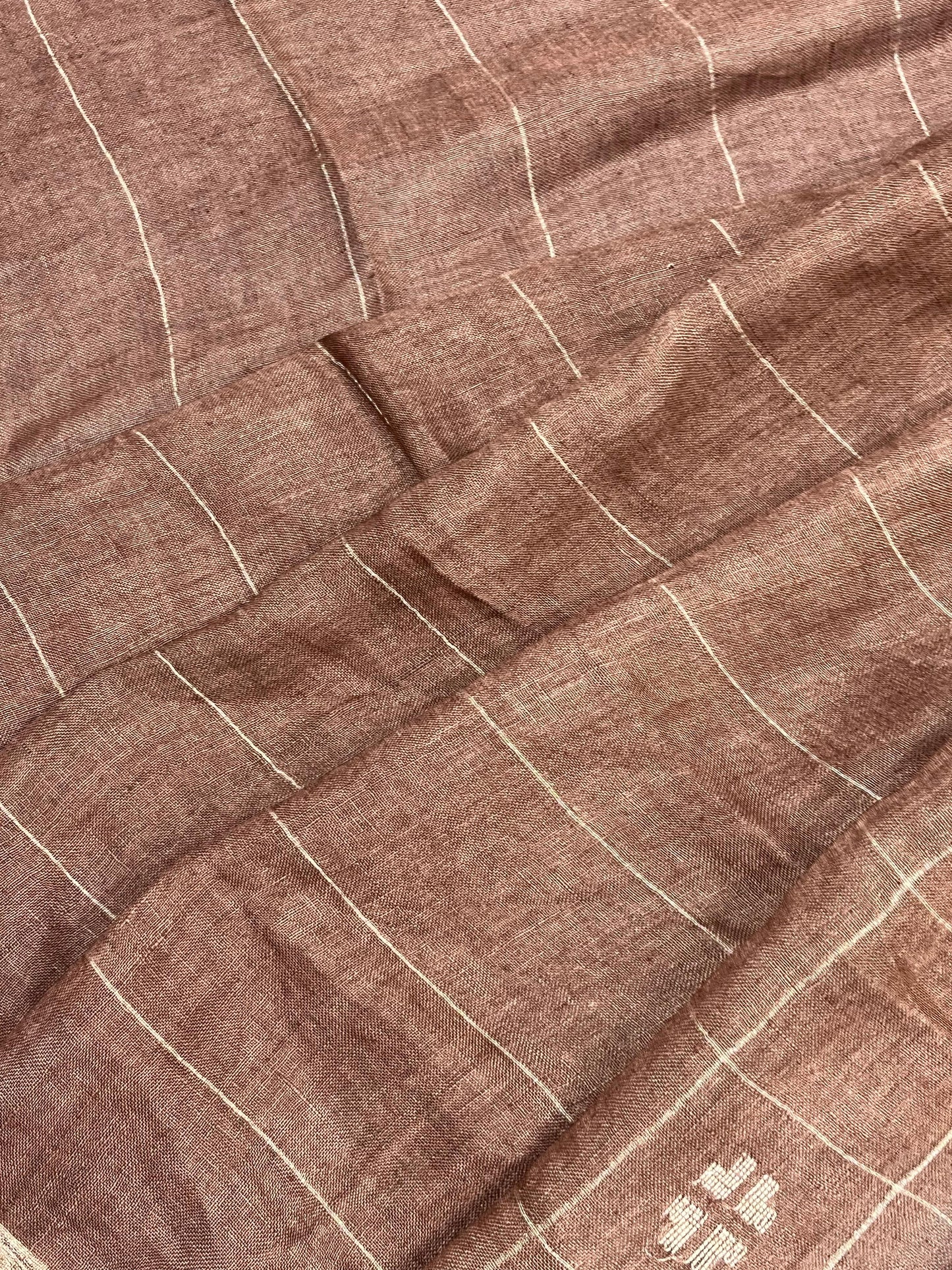 BROWN PURE HANDLOOM LINEN SAREE
