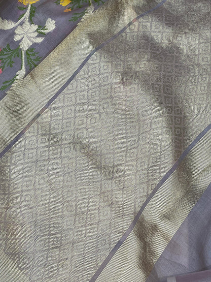 MAUVE KORA PURE HANDLOOM BANARASI SAREE