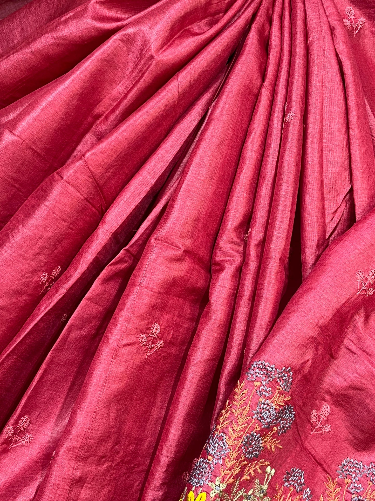 RED PURE HANDLOOM TASSAR SAREE