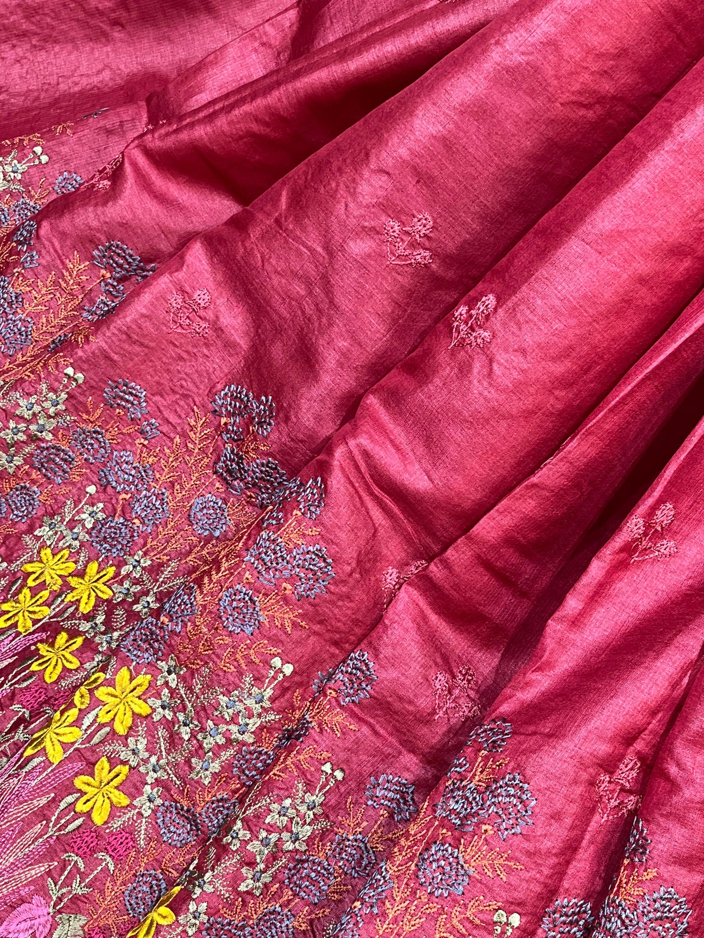 RED PURE HANDLOOM TASSAR SAREE