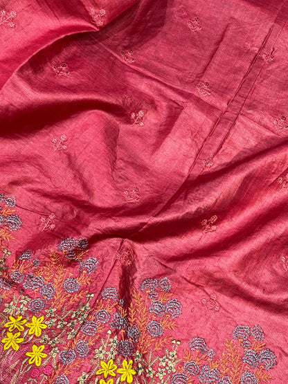 RED PURE HANDLOOM TASSAR SAREE