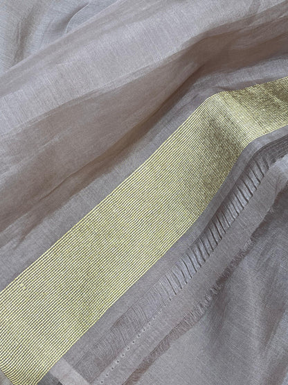MAUVE KORA PURE HANDLOOM BANARASI SAREE