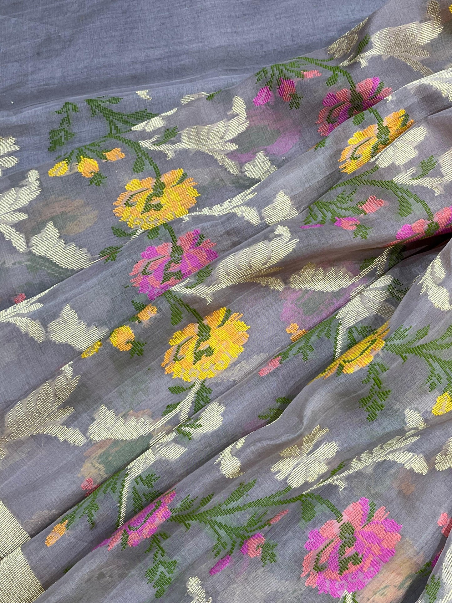 MAUVE KORA PURE HANDLOOM BANARASI SAREE