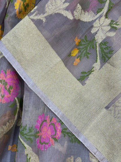 MAUVE KORA PURE HANDLOOM BANARASI SAREE