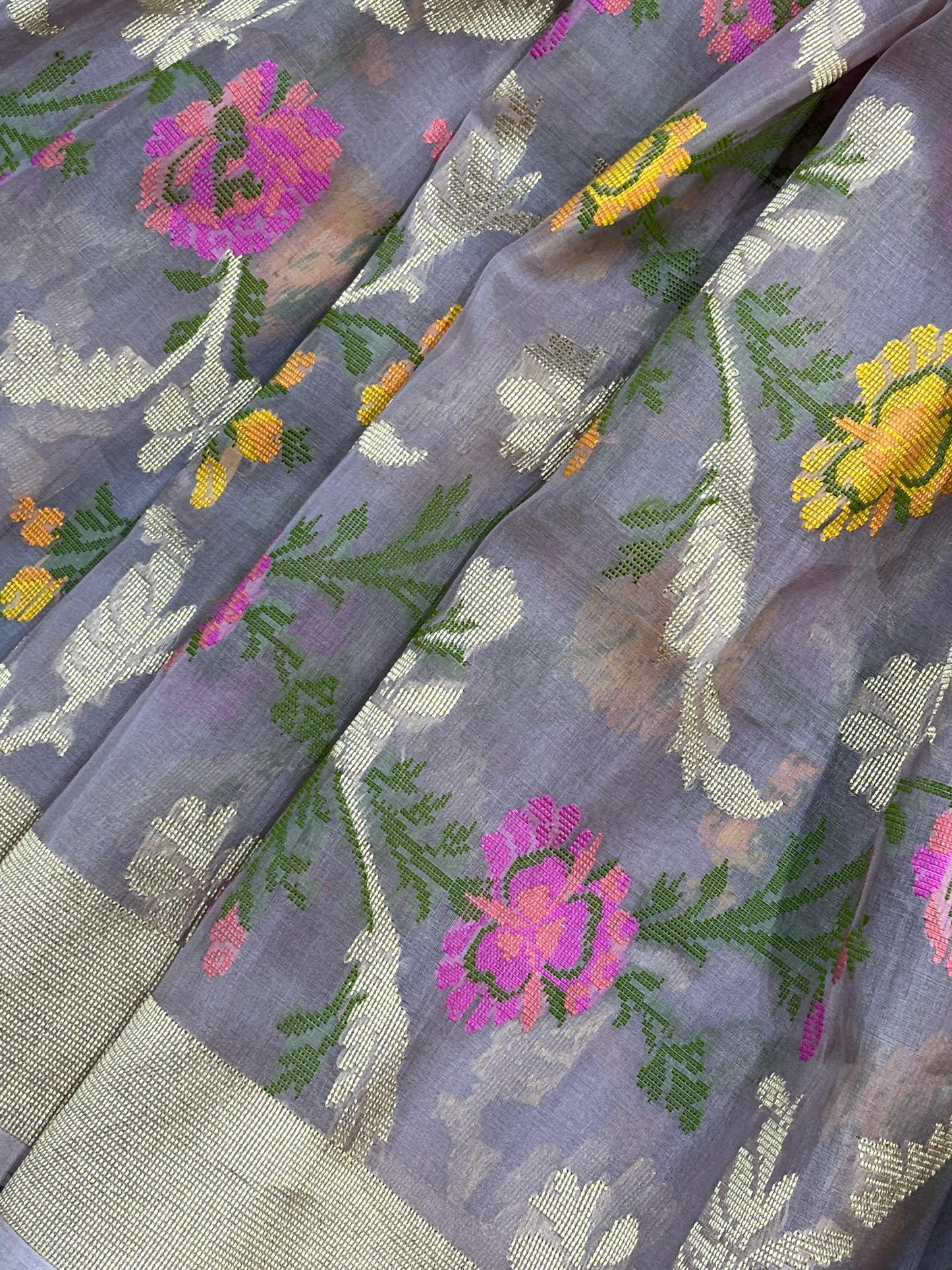 MAUVE KORA PURE HANDLOOM BANARASI SAREE
